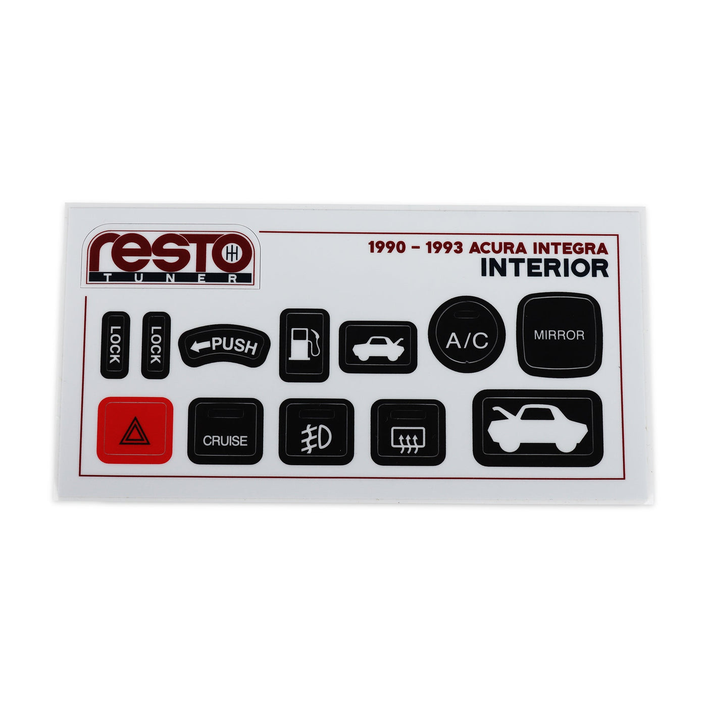 RestoTuner 1990 - 1993 Integra Interior Decal Set RST-DCL-01-20