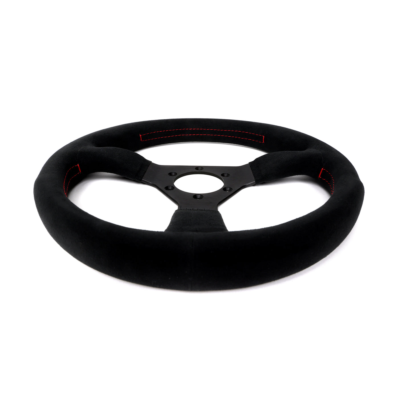 Momo Montecarlo Alcantara Steering Wheel 320 mm - Black/Red Stitch/Black Spokes