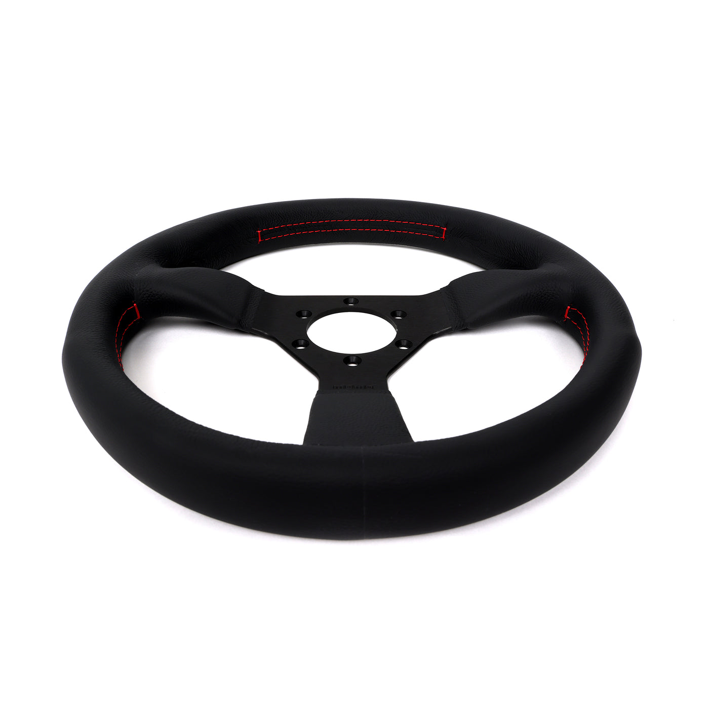 Momo Montecarlo Leather Steering Wheel 320 mm - Black/Red Stitch/Black Spokes