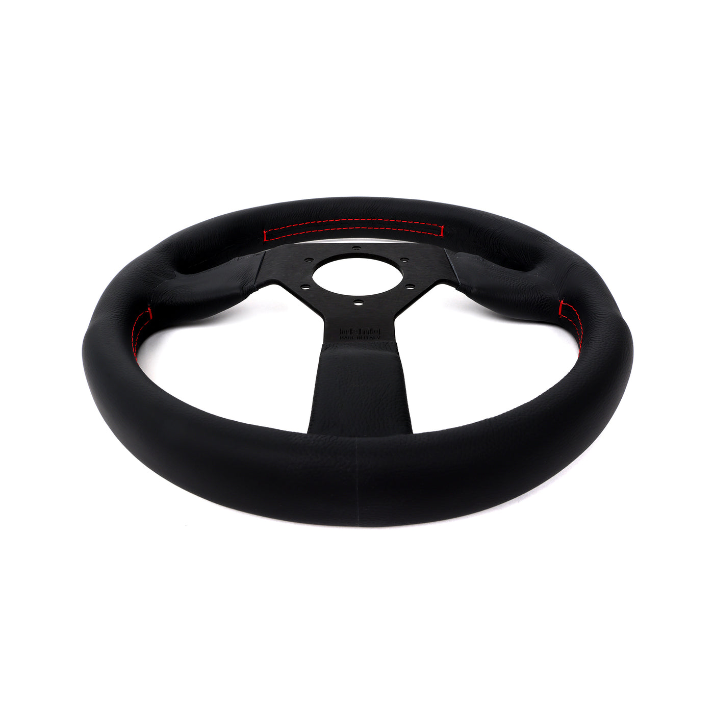 Momo Montecarlo Leather Steering Wheel 320 mm - Black/Red Stitch/Black Spokes