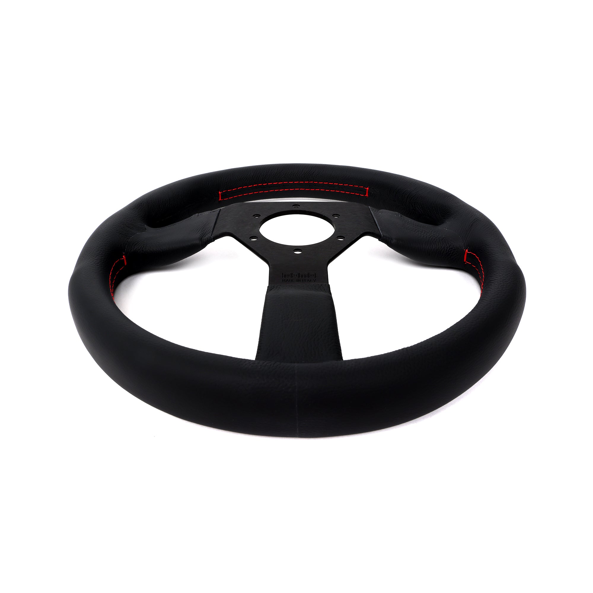 Momo Montecarlo Leather Steering Wheel 320 mm - Black/Red Stitch/Black Spokes