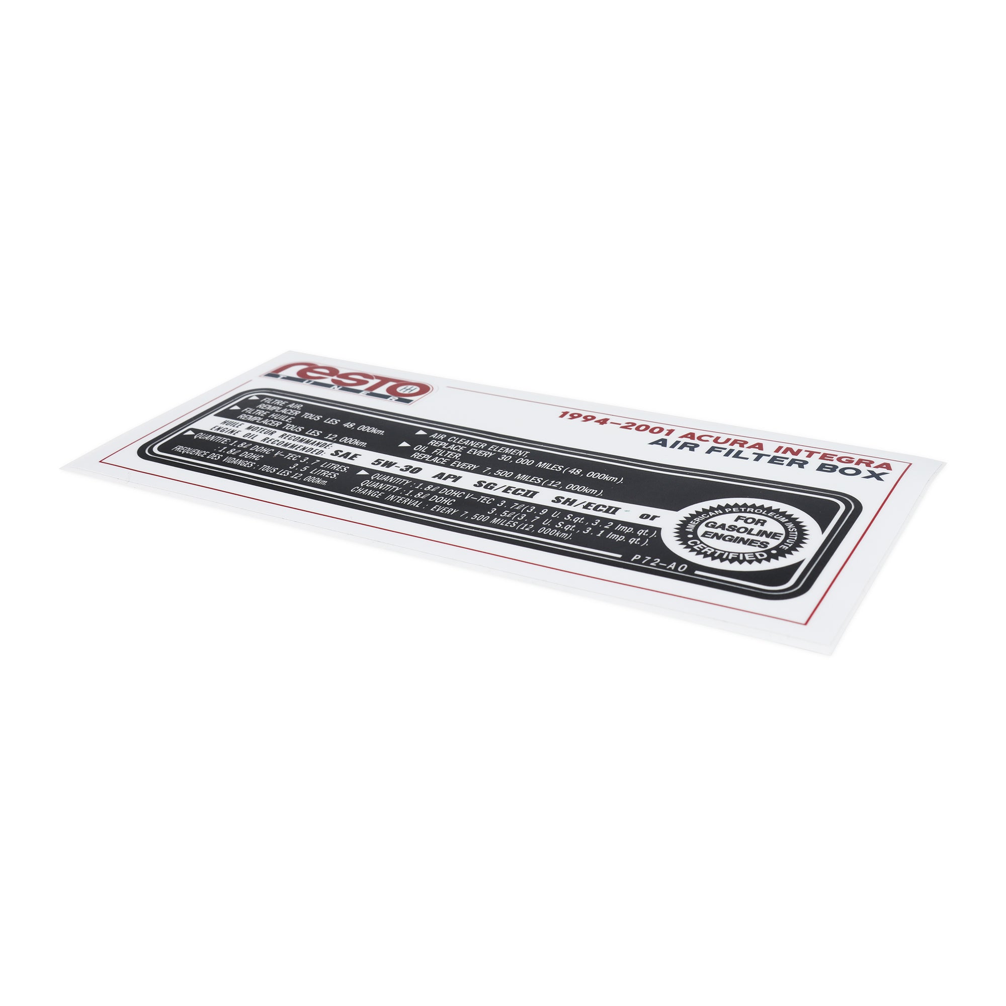 RestoTuner 1994-2001 Integra Air Filter Box Replacement Decal